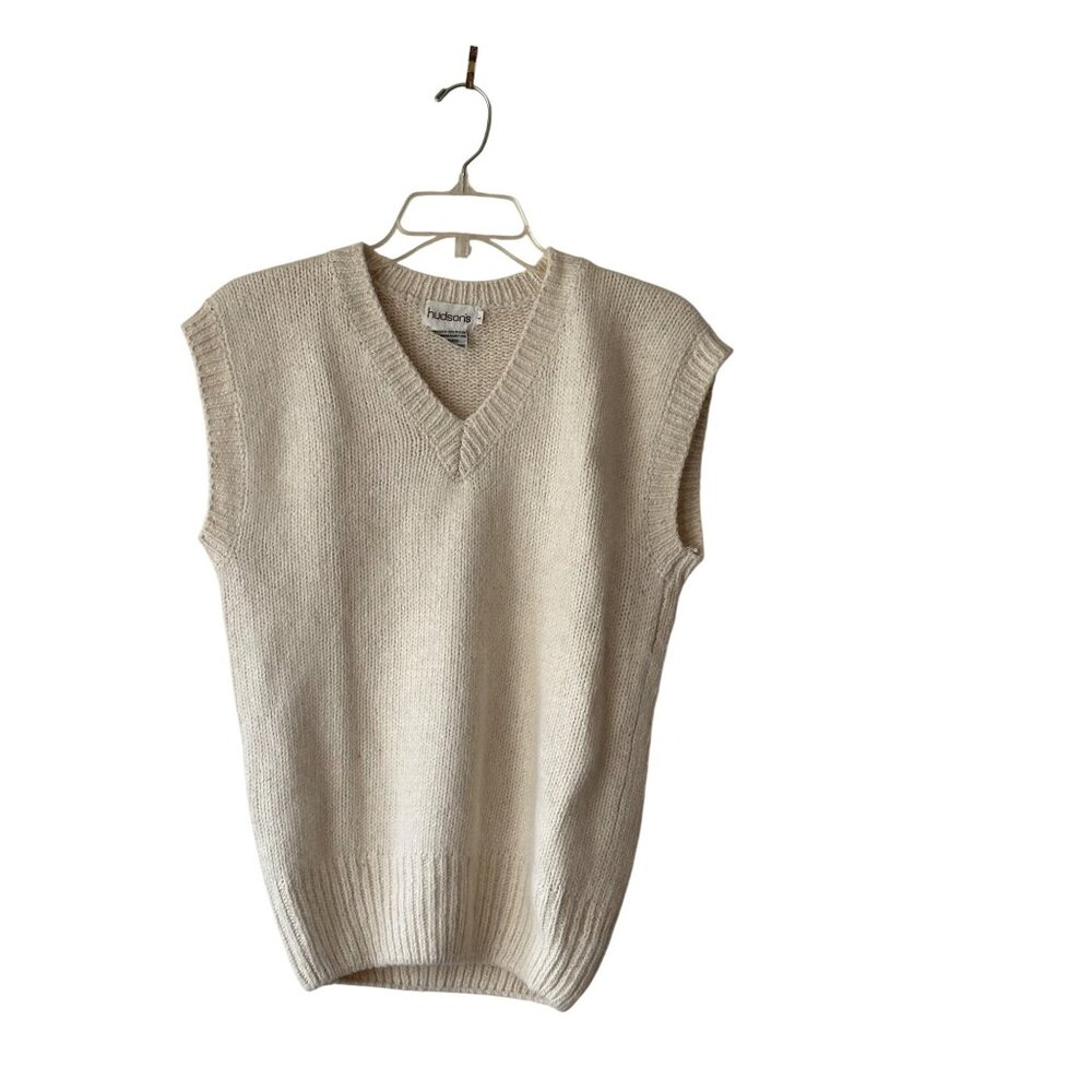 Hudson's Silk Angora Rabbit Hair Blend V-Neck Sweater Vest Sleeveless Pullover L